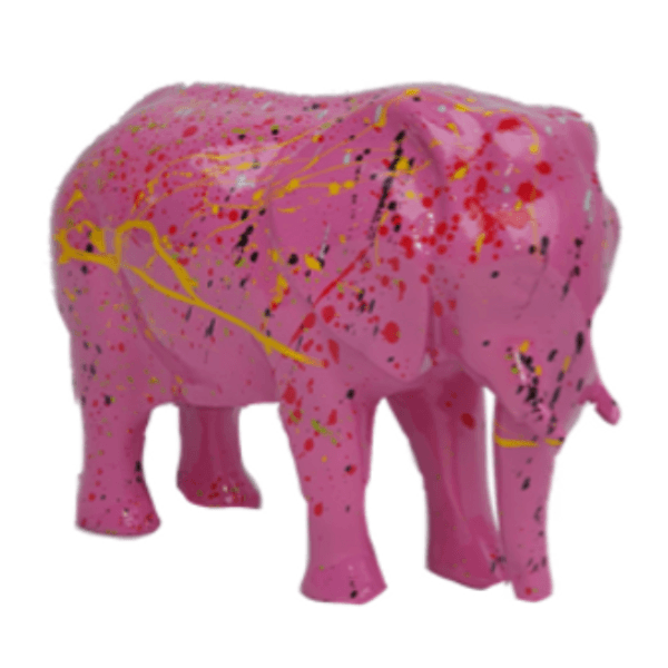 Statue Elephant Animaux Resine - 30cm - Graffiti Rose - ANIMAUX-RESINE.FR