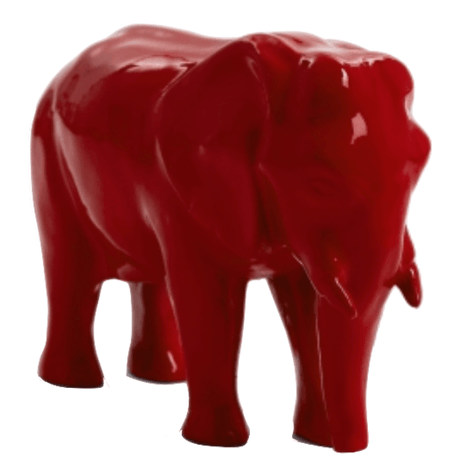 Statue Elephant Animaux Resine - 30cm - Rouge - ANIMAUX-RESINE.FR