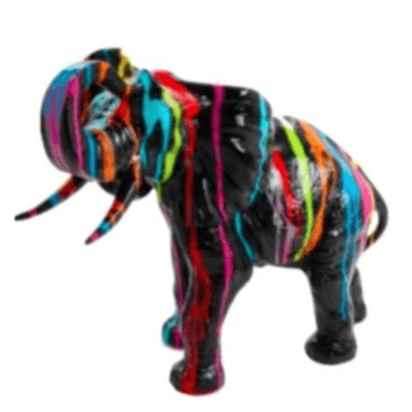 Statue Elephant Animaux Resine - 90cm - Multi Coulure Noir - ANIMAUX-RESINE.FR