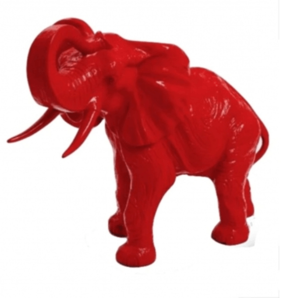 Statue Elephant Animaux Resine - 90cm - Rouge - ANIMAUX-RESINE.FR