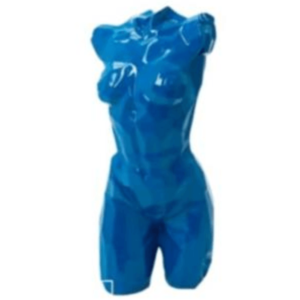 Statue Femme Buste Oeuvre Origami Resine - 85cm - Bleu - ANIMAUX-RESINE.FR