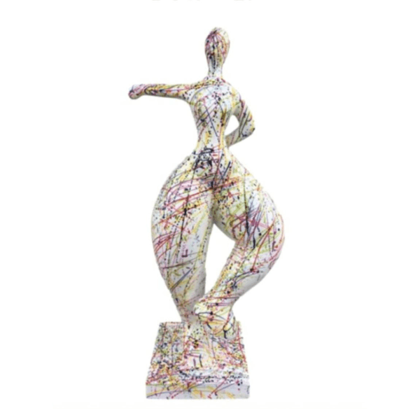 Statue Femme Nana Oeuvre Resine - 135cm - Graffiti Blanc - ANIMAUX-RESINE.FR