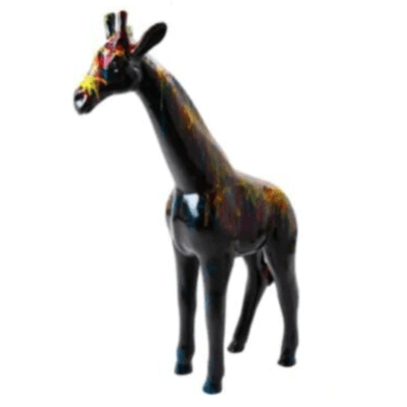 Statue Girafe Animaux Resine - 110cm - Graffiti Noir - ANIMAUX-RESINE.FR