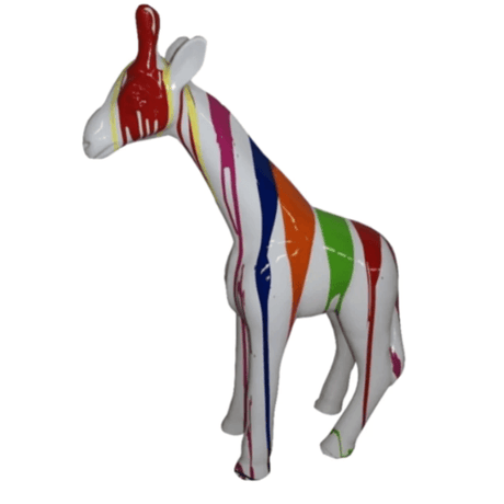 Statue Girafe Animaux Resine - 50cm - Multi Coulure Blanc - ANIMAUX-RESINE.FR