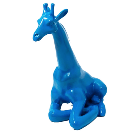 Statue Girafe Animaux Resine - 90cm - Bleu - ANIMAUX-RESINE.FR