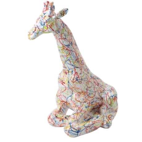 Statue Girafe Animaux Resine - 90cm - Graffiti Blanc - ANIMAUX-RESINE.FR