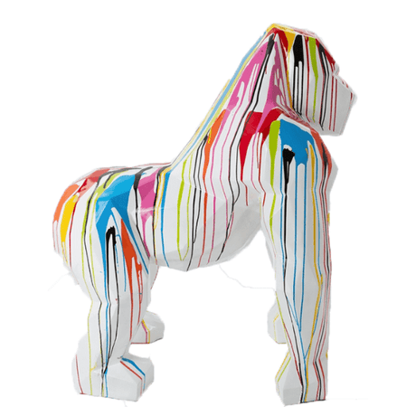 Statue Gorille Origami Animaux Resine - 140cm - Multi Coulure Blanc - ANIMAUX-RESINE.FR