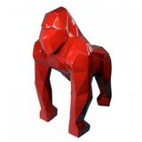 Statue Gorille Origami Animaux Resine - 40cm - Rouge - ANIMAUX-RESINE.FR