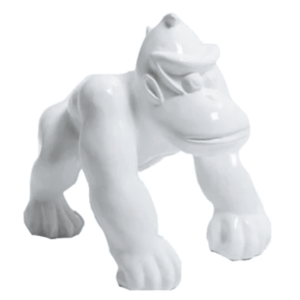 Statue Gorille Poing Animaux Resine - 40cm - Blanc - ANIMAUX-RESINE.FR