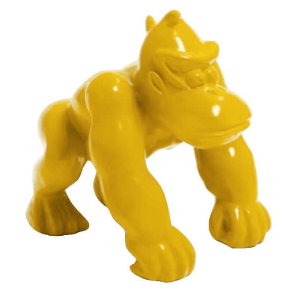 Statue Gorille Poing Animaux Resine - 40cm - Jaune - ANIMAUX-RESINE.FR