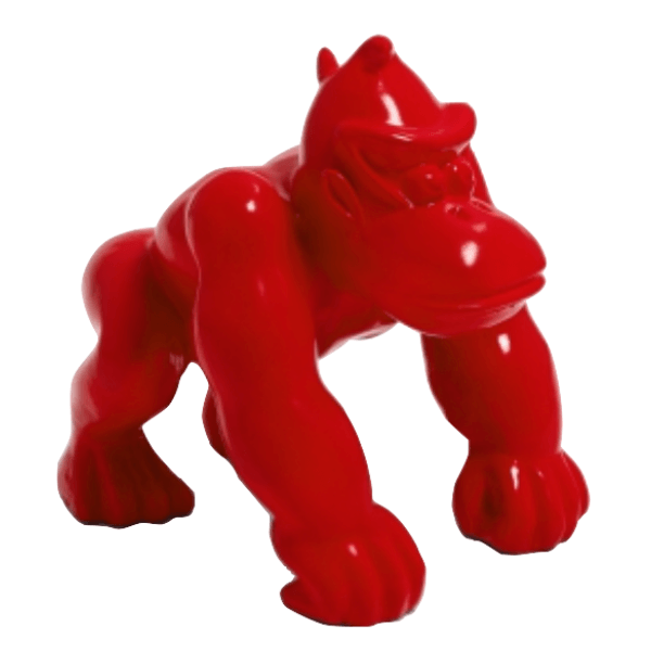 Statue Gorille Poing Animaux Resine - 70cm - Rouge - ANIMAUX-RESINE.FR