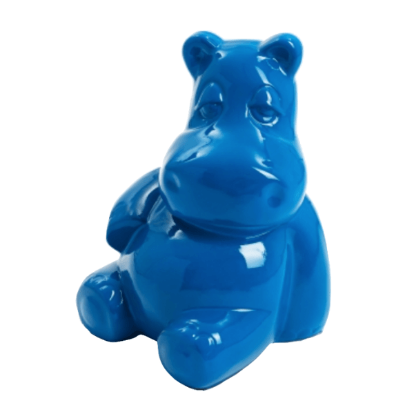 Statue Hippopotame Animaux Resine - 100cm - Bleu - ANIMAUX-RESINE.FR