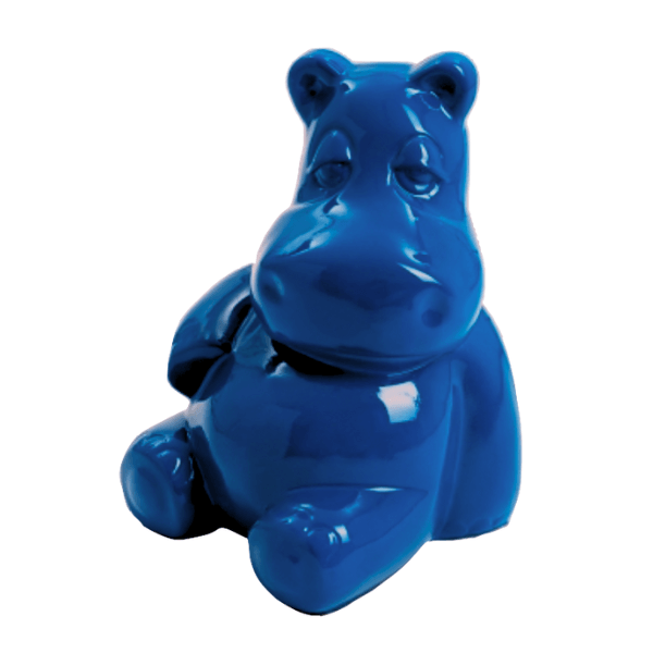 Statue Hippopotame Animaux Resine - 100cm - Bleu Nuit - ANIMAUX-RESINE.FR