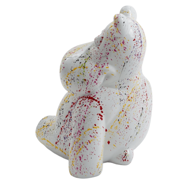 Statue Hippopotame Animaux Resine - 100cm - Graffiti Blanc - ANIMAUX-RESINE.FR