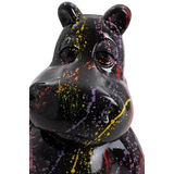 Statue Hippopotame Animaux Resine - 100cm - Graffiti Noir - ANIMAUX-RESINE.FR