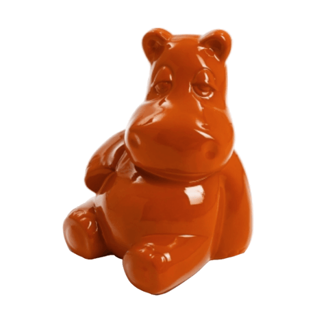 Statue Hippopotame Animaux Resine - 100cm - Orange - ANIMAUX-RESINE.FR