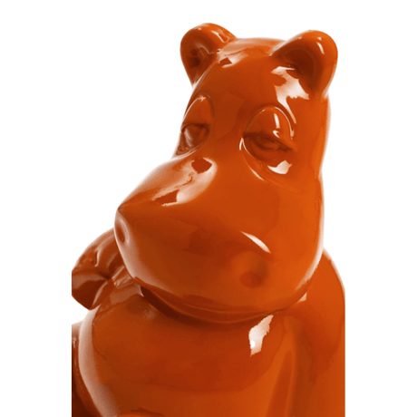 Statue Hippopotame Animaux Resine - 100cm - Orange - ANIMAUX-RESINE.FR