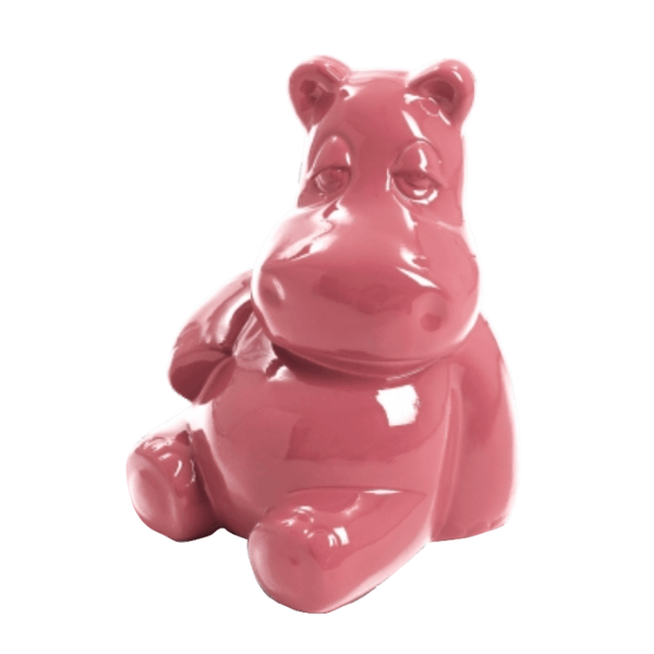 Statue Hippopotame Animaux Resine - 100cm - Rose Clair - ANIMAUX-RESINE.FR