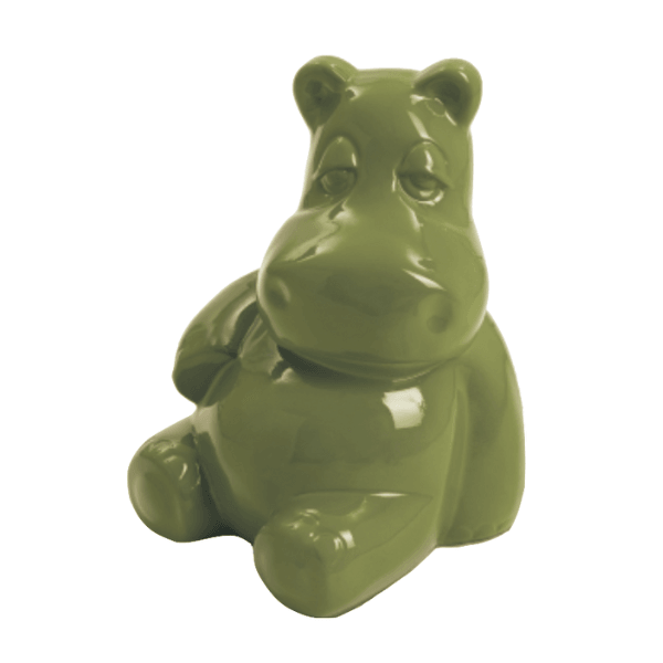 Statue Hippopotame Animaux Resine - 100cm - Vert Kaki - ANIMAUX-RESINE.FR