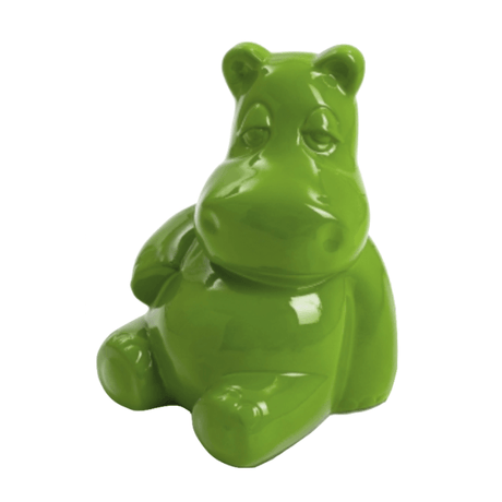 Statue Hippopotame Animaux Resine - 100cm - Vert Pomme - ANIMAUX-RESINE.FR