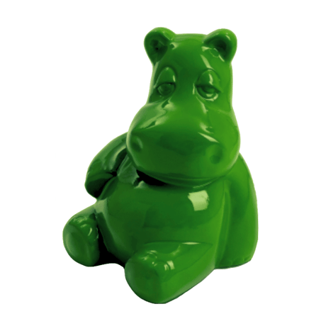 Statue Hippopotame Animaux Resine - 15cm - Vert - ANIMAUX-RESINE.FR