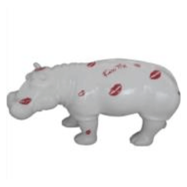 Statue Hippopotame Animaux Resine - 180cm - Bisous Blanc - ANIMAUX-RESINE.FR