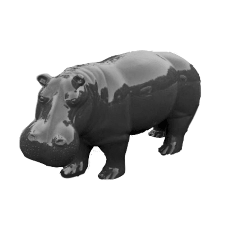 Statue Hippopotame Animaux Resine - 180cm - Noir - ANIMAUX-RESINE.FR