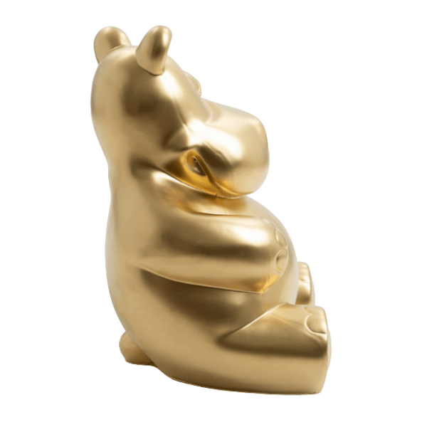 Statue Hippopotame Animaux Resine - 25cm - Doré - ANIMAUX-RESINE.FR