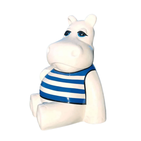 Statue Hippopotame Animaux Resine - 50cm - Marin Bleu - ANIMAUX-RESINE.FR