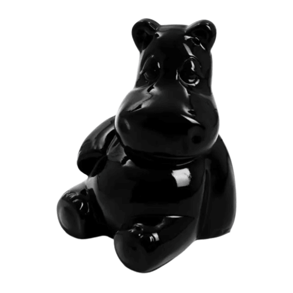 Statue Hippopotame Animaux Resine - 50cm - Noir - ANIMAUX-RESINE.FR