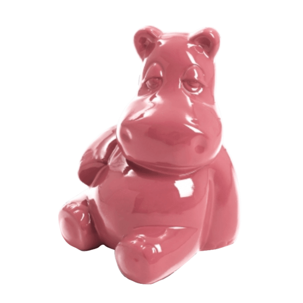 Statue Hippopotame Animaux Resine - 50cm - Rose Clair - ANIMAUX-RESINE.FR