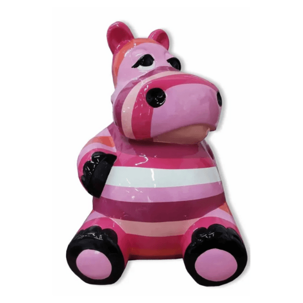 Statue Hippopotame Animaux Resine - 50cm - Tagada Rose - ANIMAUX-RESINE.FR