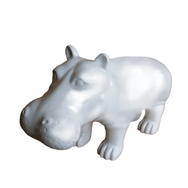 Statue Hippopotame Animaux Resine - 95cm - Blanc - ANIMAUX-RESINE.FR