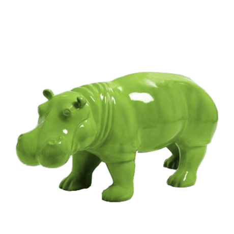 Statue Hippopotame Animaux Resine - 95cm - Vert Pomme - ANIMAUX-RESINE.FR