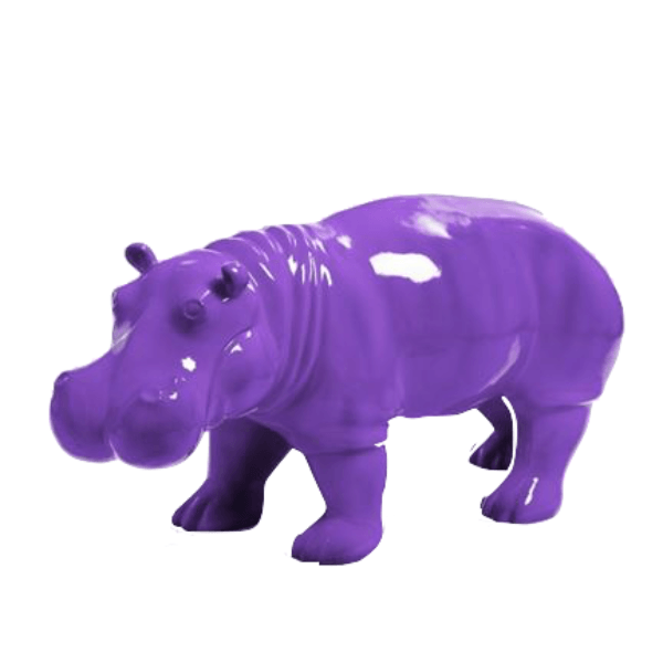 Statue Hippopotame Animaux Resine - 95cm - Violet - ANIMAUX-RESINE.FR