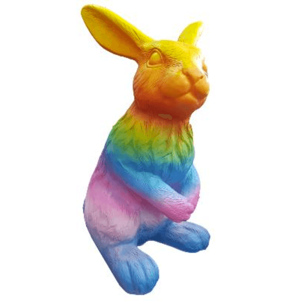 Statue Lapin Animaux Resine - 115cm - Arc en Ciel - ANIMAUX-RESINE.FR