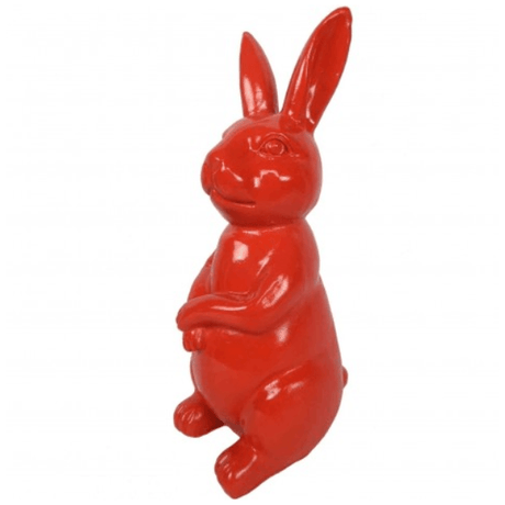 Statue Lapin Animaux Resine - 35cm - Rouge - ANIMAUX-RESINE.FR