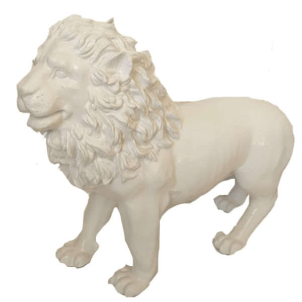 Statue Lion Animaux Resine - 100cm - Blanc - ANIMAUX-RESINE.FR