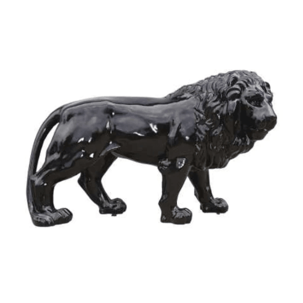 Statue Lion Animaux Resine - 35cm - Noir - ANIMAUX-RESINE.FR