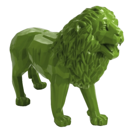 Statue Lion Animaux Resine Origami - 100cm - Vert Pomme - ANIMAUX-RESINE.FR