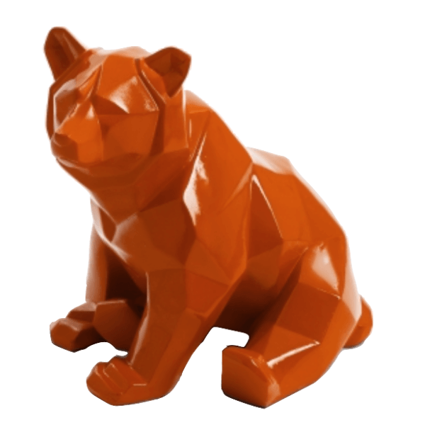 Statue Ours Animaux Resine - 30cm - Orange - ANIMAUX-RESINE.FR