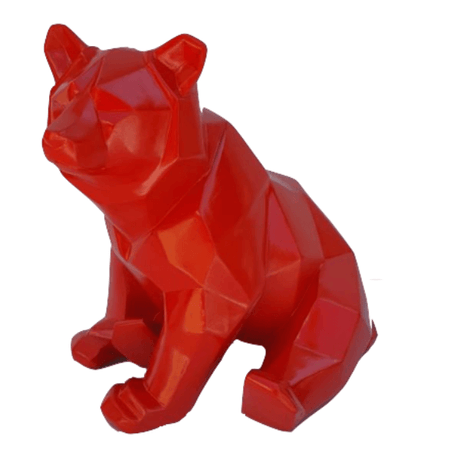 Statue Ours Animaux Resine - 30cm - Rouge - ANIMAUX-RESINE.FR