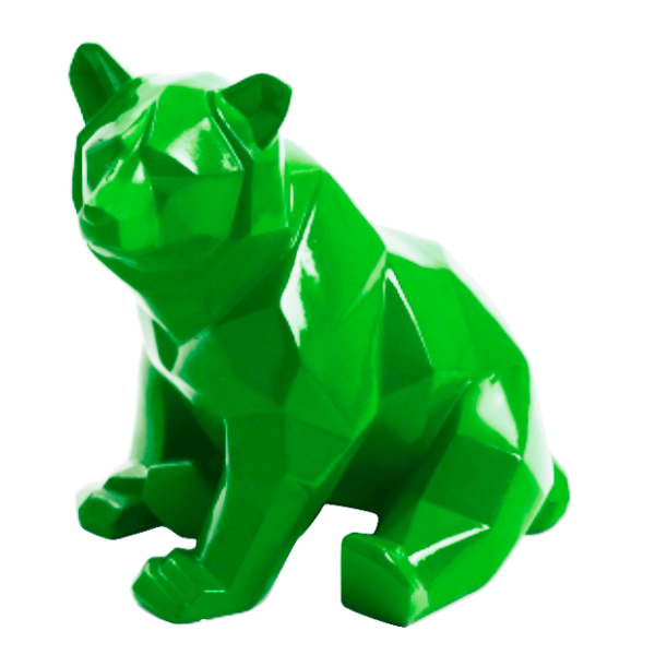 Statue Ours Animaux Resine - 30cm - Vert Pomme - ANIMAUX-RESINE.FR