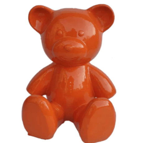 Statue Ours Animaux Resine - 35cm - Orange - ANIMAUX-RESINE.FR