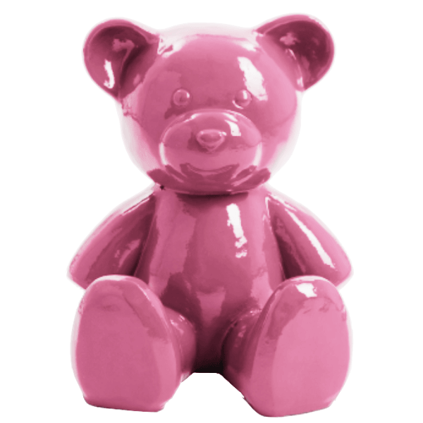 Statue Ours Animaux Resine - 35cm - Rose Clair - ANIMAUX-RESINE.FR