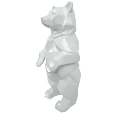 Statue Ours Origami Animaux Resine - 40cm - Blanc - ANIMAUX-RESINE.FR