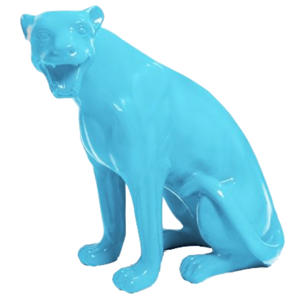 Statue Panthere Animaux Resine - 75cm - Bleu Ciel - ANIMAUX-RESINE.FR