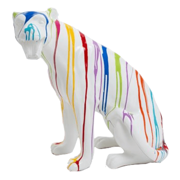 Statue Panthere Animaux Resine - 75cm - Multi Coulure Blanc - ANIMAUX-RESINE.FR