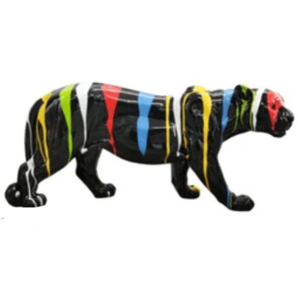 Statue Panthere Animaux Resine - 80cm - Multi Coulure Noir - ANIMAUX-RESINE.FR