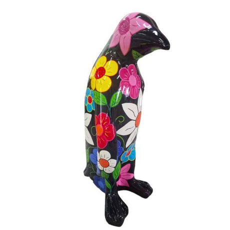 Statue Pingouin Animaux Resine - 70cm - Fleurs - ANIMAUX-RESINE.FR